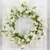 30” Artificial White Cherry Blossom Wreath-Wreath-Parc Decor