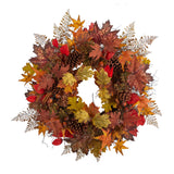 30” Autumn Maple Leaves, Acorn, Pinecones and Cinnamon Sticks Artificial Fall Wreath-Wreath-Parc Decor