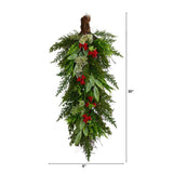 30” Cedar and Berry Artificial Christmas Swag-Teardrop-Parc Decor