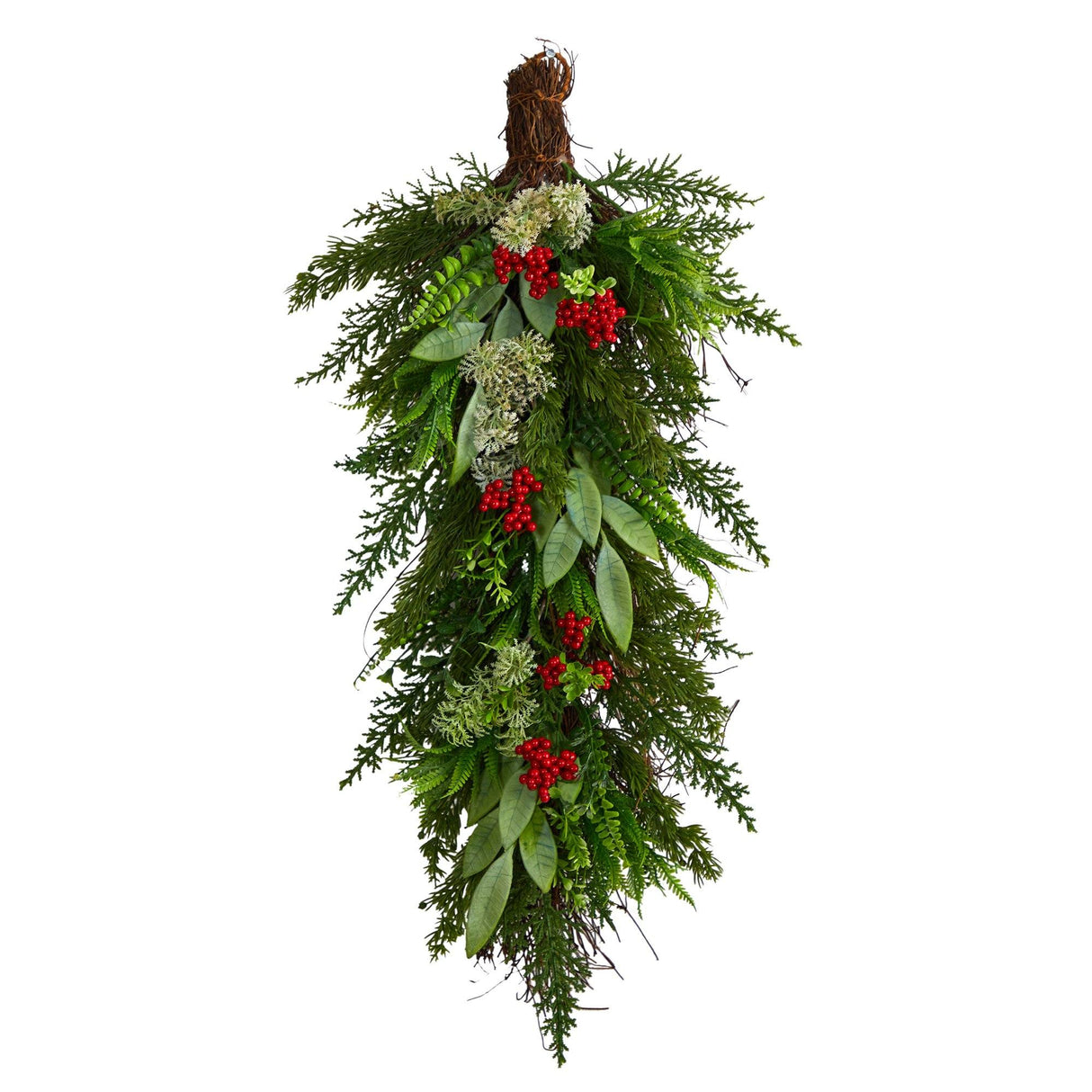 30” Cedar and Berry Artificial Christmas Swag-Teardrop-Parc Decor