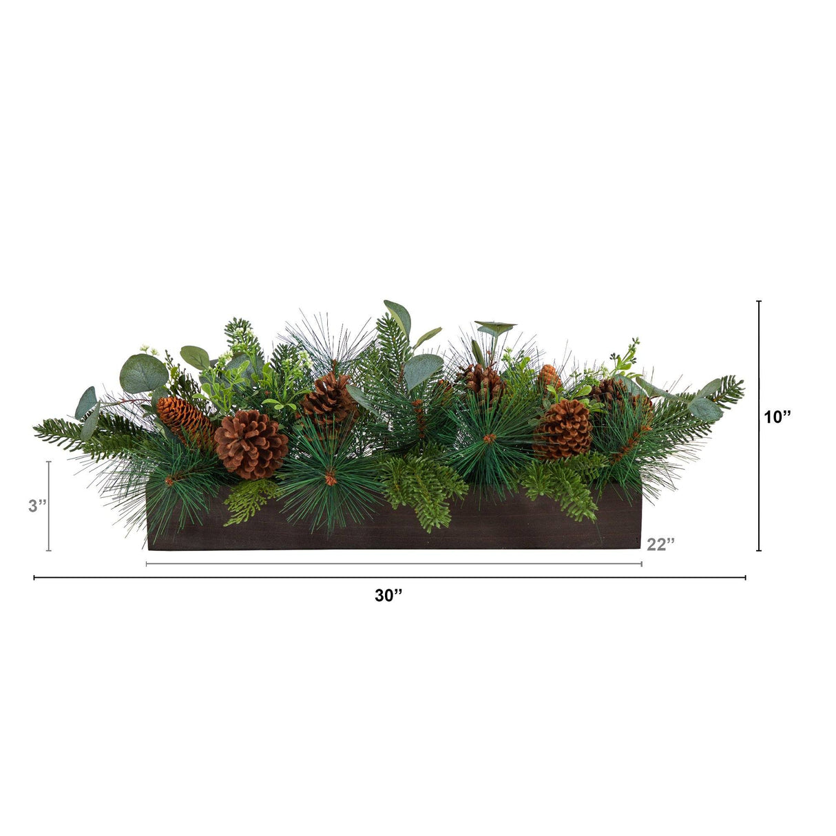 30” Evergreen Pine and Pine Cone Artificial Christmas Centerpiece Arrangement-Candelabrum-Parc Decor