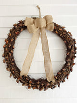 30” Fall Acorn and Decorative Bow Autumn Wreath-Wreath-Parc Decor