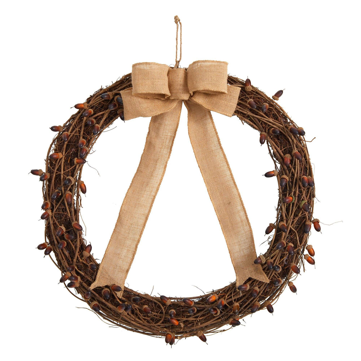30” Fall Acorn and Decorative Bow Autumn Wreath-Wreath-Parc Decor