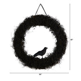 30” Halloween Black Raven Twig Wreath-Wreath-Parc Decor