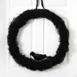 30” Halloween Black Raven Twig Wreath-Wreath-Parc Decor