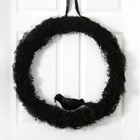 30” Halloween Black Raven Twig Wreath-Wreath-Parc Decor