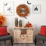 30” Halloween Burlap Ribbon Wreath-Wreath-Parc Decor