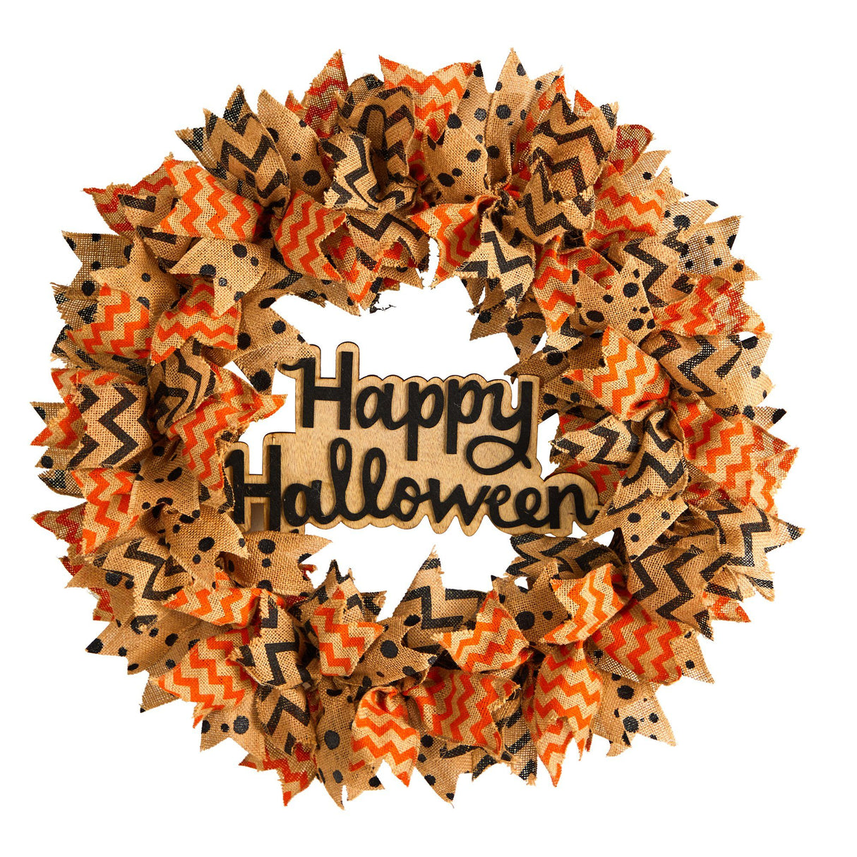 30” Halloween Burlap Ribbon Wreath-Wreath-Parc Decor