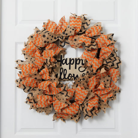 30” Halloween Burlap Ribbon Wreath-Wreath-Parc Decor