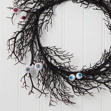 30" Halloween Gazing Eyeballs Twig Wreath-Wreath-Parc Decor