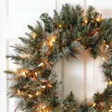 30” Lighted Frosted Pine Wreath-Wreath-Parc Decor