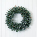30” Lighted Frosted Pine Wreath-Wreath-Parc Decor