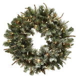 30” Lighted Frosted Pine Wreath-Wreath-Parc Decor