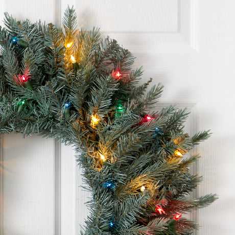 30” Pine Wreath w/Colored Lights-Wreath-Parc Decor