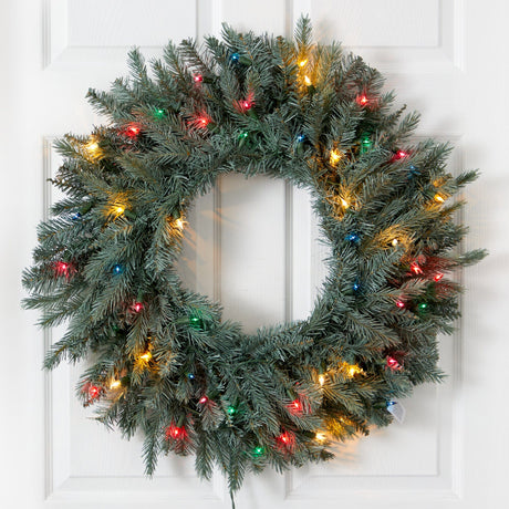 30” Pine Wreath w/Colored Lights-Wreath-Parc Decor