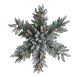 30” Pre-Lit Flocked Snowflake Artificial Dunhill Fir Wreath with Pinecones and 40 LED Lights-Wreath-Parc Decor