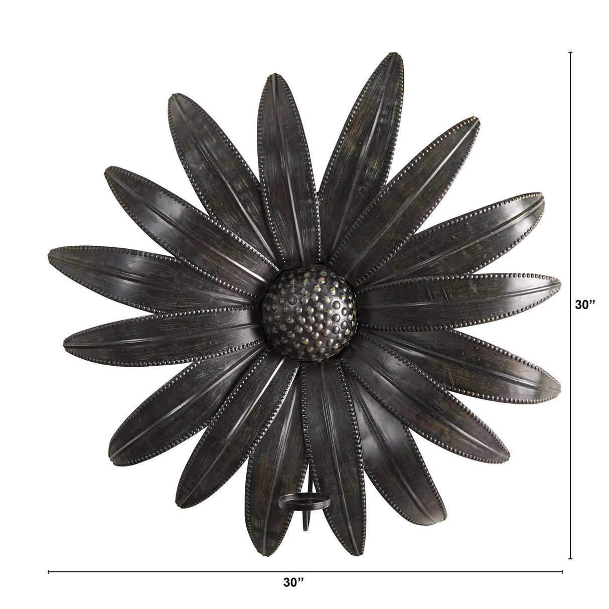 30” x 30” Brushed Metal Daisy Flower Sconce Candle Holder Wall Art Decor-Parc Decor