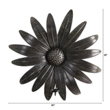 30” x 30” Brushed Metal Daisy Flower Sconce Candle Holder Wall Art Decor-Parc Decor