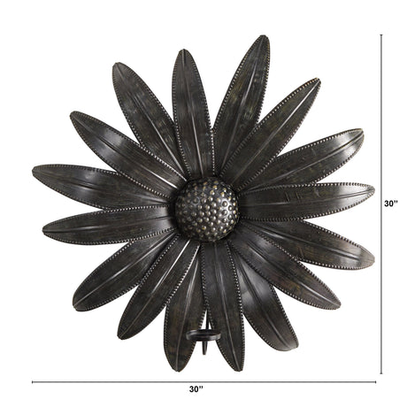 30” x 30” Brushed Metal Daisy Flower Sconce Candle Holder Wall Art Decor-Parc Decor
