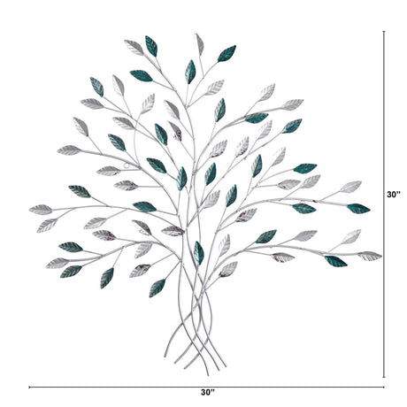 30” x 30” Hand-Painted Metal Tree of Life Wall Art Decor-Parc Decor
