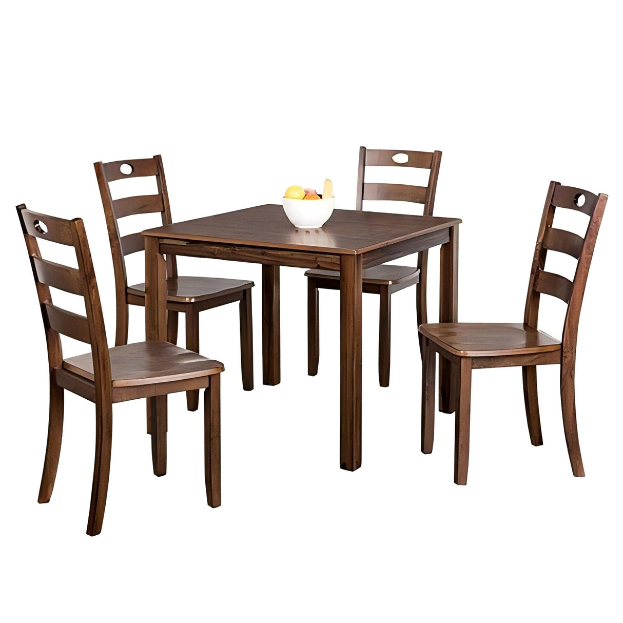 30"H Solid Rubberwood 5-Piece Dining Table Set with Slat Back Chairs-Parc Decor