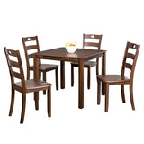 30"H Solid Rubberwood 5-Piece Dining Table Set with Slat Back Chairs-Parc Decor