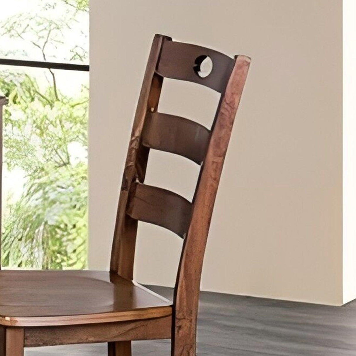 30"H Solid Rubberwood 5-Piece Dining Table Set with Slat Back Chairs-Parc Decor