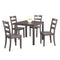 30"H Solid Rubberwood 5-Piece Dining Table Set with Slat Back Chairs-Parc Decor