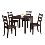 30"H Solid Rubberwood 5-Piece Dining Table Set with Slat Back Chairs-Parc Decor