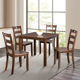 30"H Solid Rubberwood 5-Piece Dining Table Set with Slat Back Chairs-Parc Decor