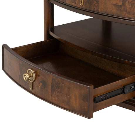 30.5" Westerham French Nightstand Power Outlet with LED Light, Dark Cherry