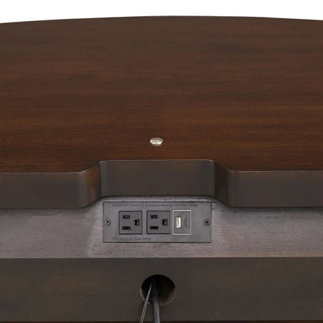 30.5" Westerham French Nightstand Power Outlet with LED Light, Dark Cherry