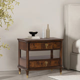 30.5" Westerham French Nightstand Power Outlet with LED Light, Dark Cherry-床头柜-Parc Decor