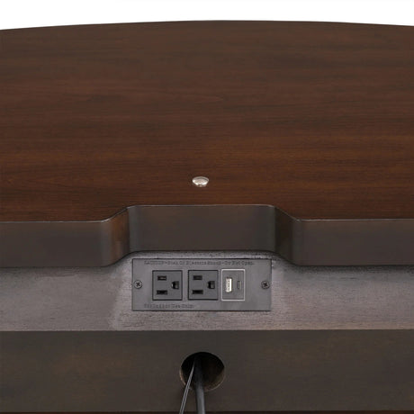 30.5" Westerham French Nightstand Power Outlet with LED Light, Dark Cherry-床头柜-Parc Decor