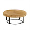 31.5" Modern round coffee table Wooden carving pattern coffee table with metal legs for living room reception room office Golden-Parc Decor