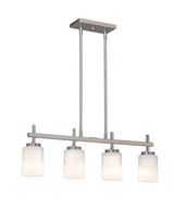 31"W 4-Light Kitchen Island Light Fixture Brushed Nickel Finish Frosted Glass Shade