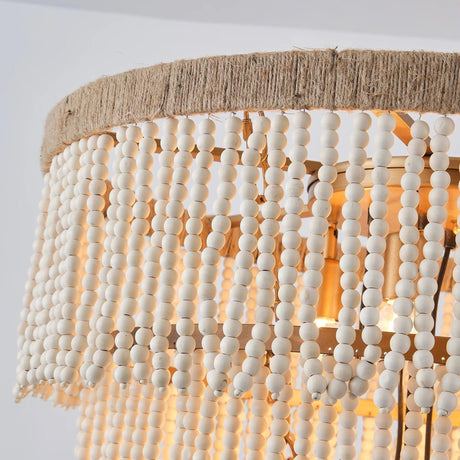 32 Inch Nelly 9-Light Bohemia Wood Beaded Chandelier-Parc Decor