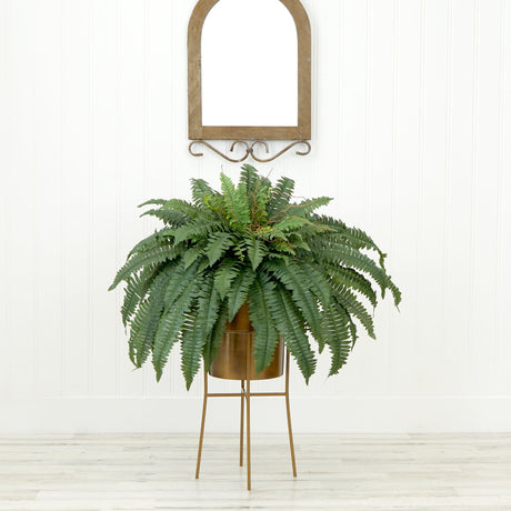 32” Artificial Boston Fern Plant with Metal Planter with Stand DIY KIT-Plant in Planter-Parc Decor