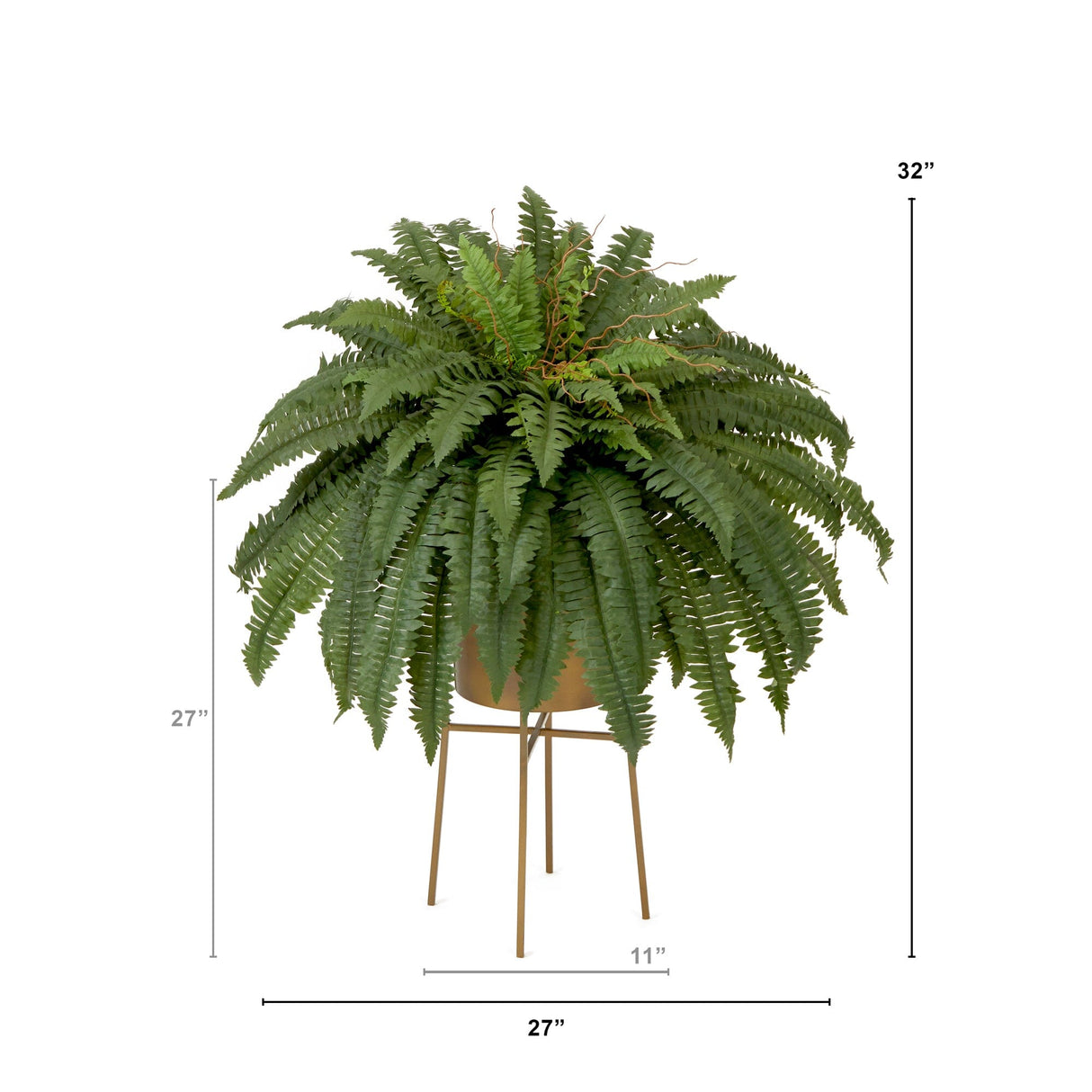 32” Artificial Boston Fern Plant with Metal Planter with Stand DIY KIT-Plant in Planter-Parc Decor