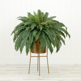 32” Artificial Boston Fern Plant with Metal Planter with Stand DIY KIT-Plant in Planter-Parc Decor