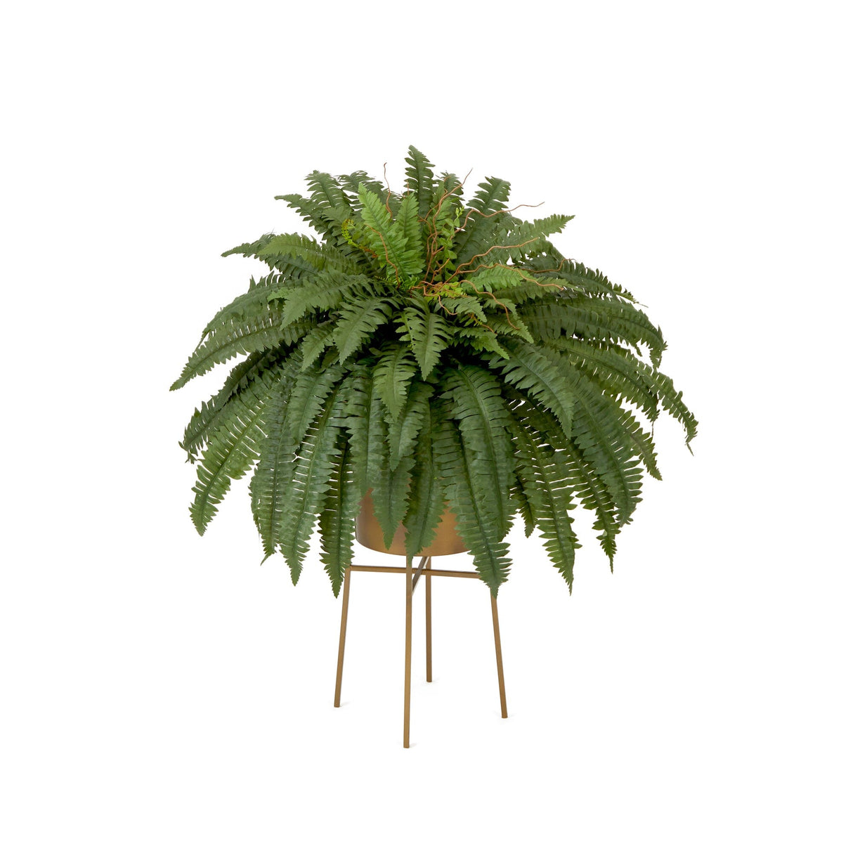 32” Artificial Boston Fern Plant with Metal Planter with Stand DIY KIT-Plant in Planter-Parc Decor