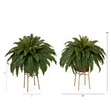 32” Artificial Boston Fern Plant with Metal Planter with Stand DIY KIT - Set of 2-Plant in Planter-Parc Decor