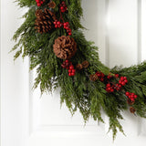 32'' Cypress with Berries and Pine Cones Artificial Wreath-Wreath-Parc Decor