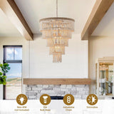 32 Inch Nelly 9-Light Bohemia Wood Beaded Chandelier