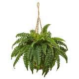 33" Artificial Boston Fern Hanging Basket-Parc Decor