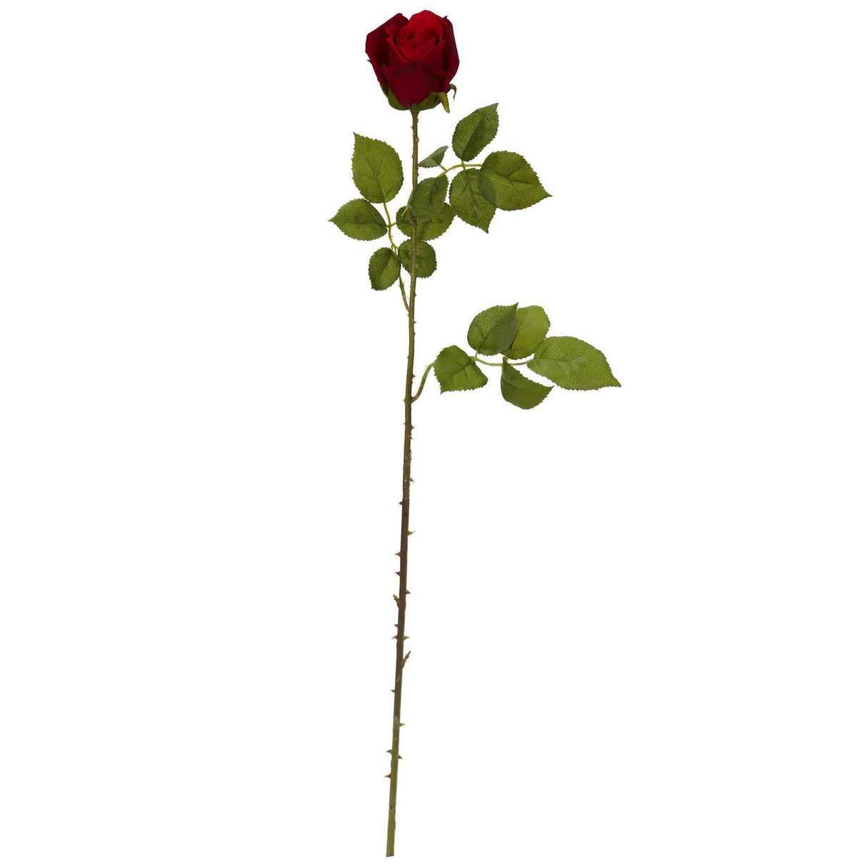 33” Elegant Red Rose Bud Artificial Flower (Set of 6)-Parc Decor