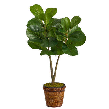 33” Fiddle Leaf Fig Artificial Tree in Basket-Parc Decor