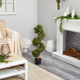 33” Boxwood Topiary Spiral Artificial Tree (Indoor/Outdoor)-Tree-Parc Decor
