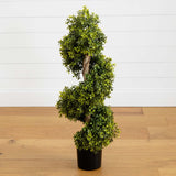33” Boxwood Topiary Spiral Artificial Tree (Indoor/Outdoor)-Tree-Parc Decor