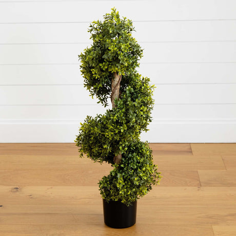 33” Boxwood Topiary Spiral Artificial Tree (Indoor/Outdoor)-Tree-Parc Decor